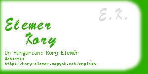 elemer kory business card